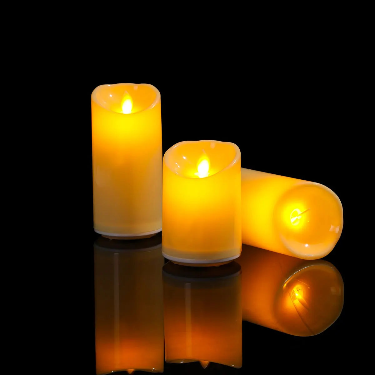 Candele a stoppino mobili decorative a LED con telecomando con carica USB da 1 o 3 pezzi, candele da chiesa danzanti ricaricabili da 10/12,5/15 cm