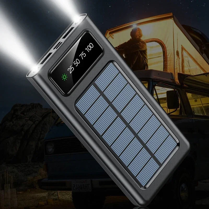 Solar Power Bank Ultra Capacity USB 4 in1 ricarica Super veloce USB TypeC LED Light Outdoor Power Bank per Android e iPhone