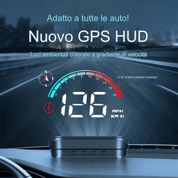 Head Up Display tachimetro GPS digitale universale HD proiezione LCD su proiettore parabrezza in vetro per tutte le auto